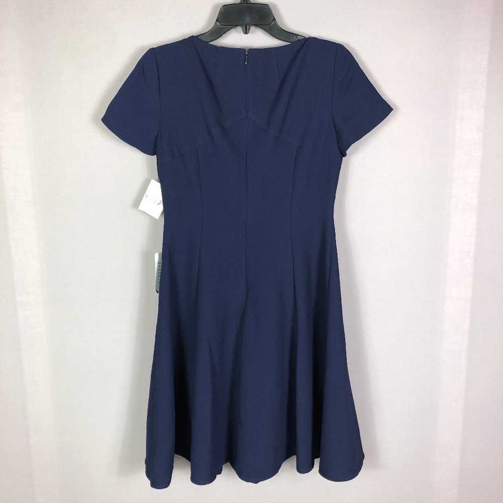 Eliza J Women's Button Yoke Fit & Flare Dress In Navy Size 4 - Picture 11 of 12
